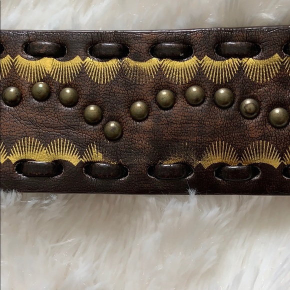 Gold and brown leather belt size XL - Picture 6 of 7